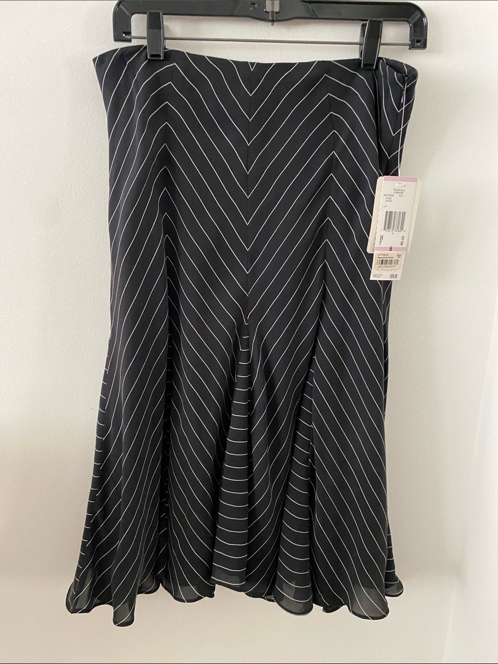 Anne Klein Black and White Striped A-Line Skirt